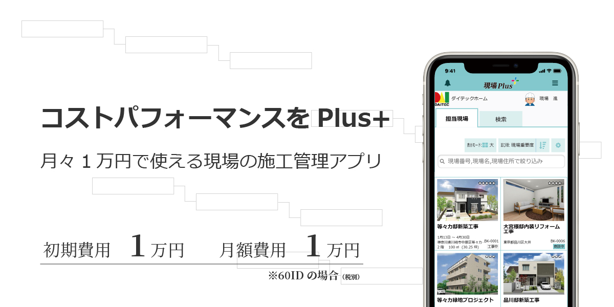 現場Plus 月々1万円で使える現場の施工管理アプリ